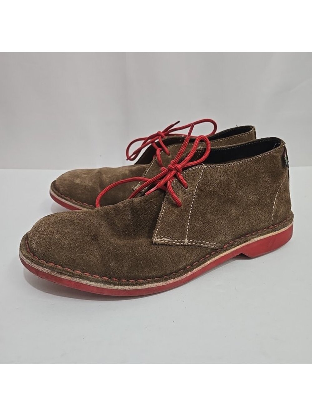 Veldskoen Chukka Boots Shoes Mens Size 7 Suede Brown Red Laces Soles Africa